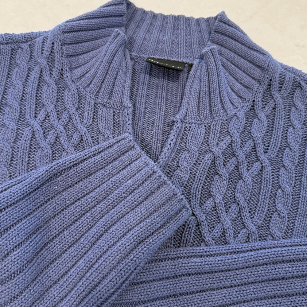 Tribal Cable Knit Women's Cardigan Sweater XL Purple Cotton Preppy Full Zip